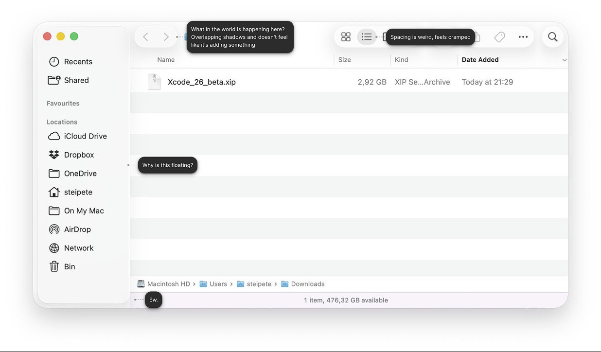 Finder on MacOS 26